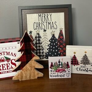 Rustic Christmas Tree Decor Set - Red, Black, White